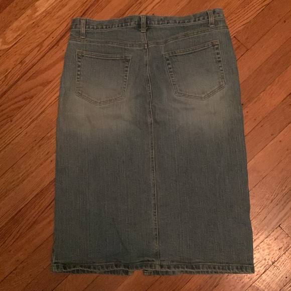 Y2K Gap stretch denim front slit midi 5 pocket jean skirt. - Picture 2 of 3